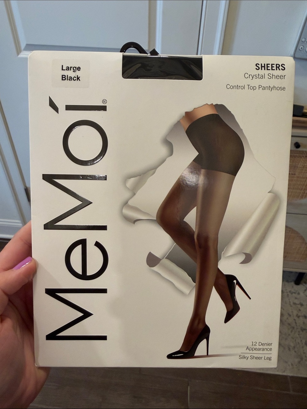 MeMoi Sheers Crystal Sheer Control Top Pantyhose - Black